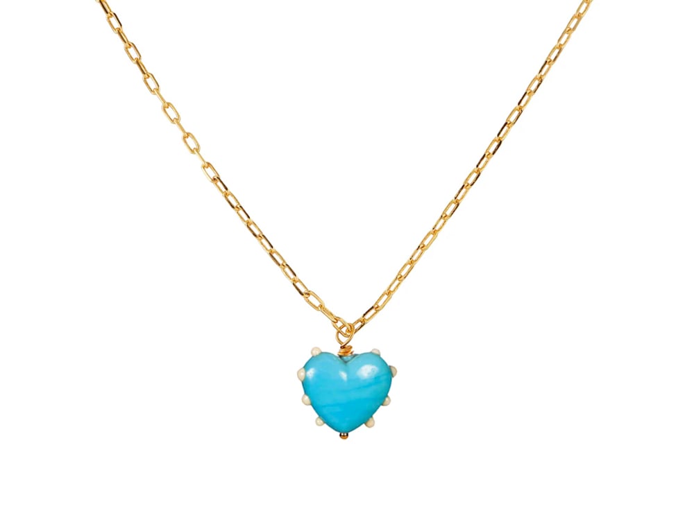 Колье Sandro с голубым сердцем и золотой цепочкой